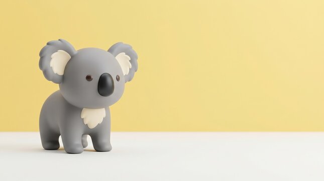 Adorable Stylized Koala Character on Minimalist Pastel Background