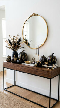 Elegant black and gold pumpkins for modern Halloween home decor