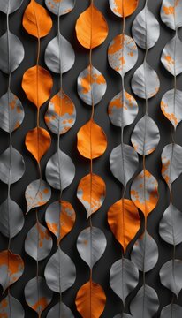 Interconnected reflection leaf arrays showing modern aesthetic tangerine orange ripple progress loops are arranged in a clean minimalist graphite grey graphic shot
