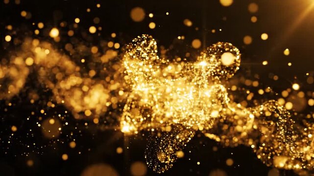 Abstract Glowing Golden Particles Flow