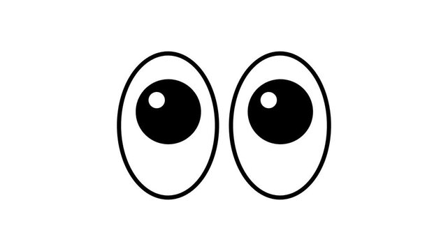 Animated cartoon eyes looking around and glancing