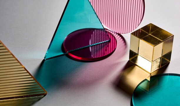 acrylic sculptures of various sizes and colors
