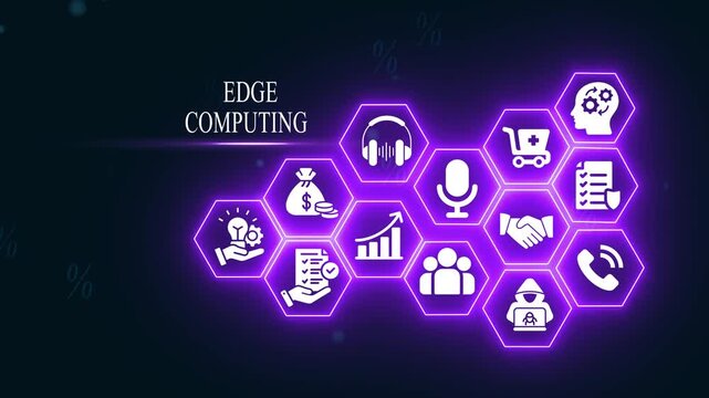 Edge computing concept with glowing hexagonal and digital network infographic digital transformation