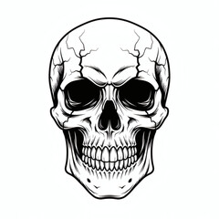 Fototapeta premium Cracked Human Skull Vector Line Art
