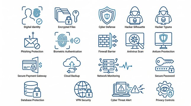 Cyber Security and Data Protection Line Icon Collection