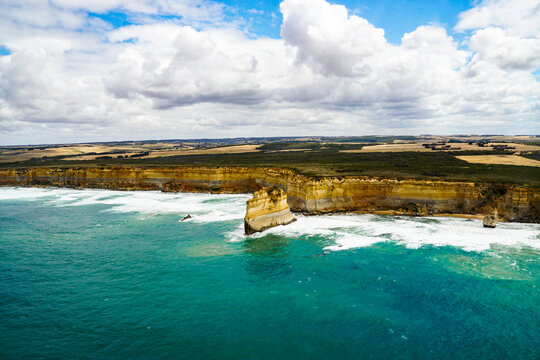 Aerial Limestone Cliffs on the Great Ocean Road