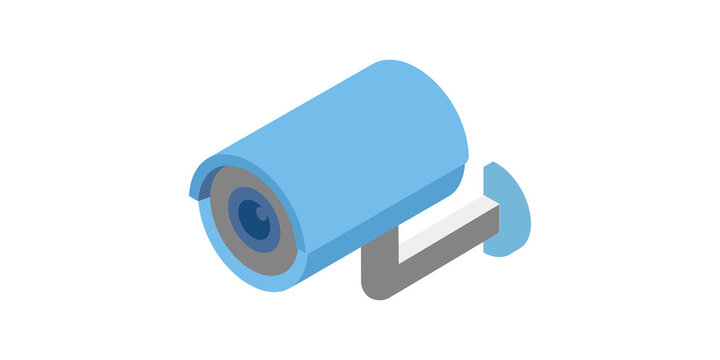 Isometric security camera illustration for surveillance and safety monitoring isolated on transparent background