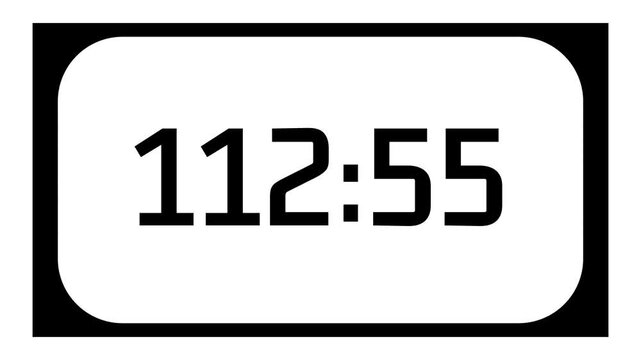 Countdown timer from 113 minute to 112 minute on white background and rounded black frame ideal for presentations, classrooms, meetings, exams, and productivity projects