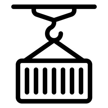 Crane Lifting Shipping Container Line Icon