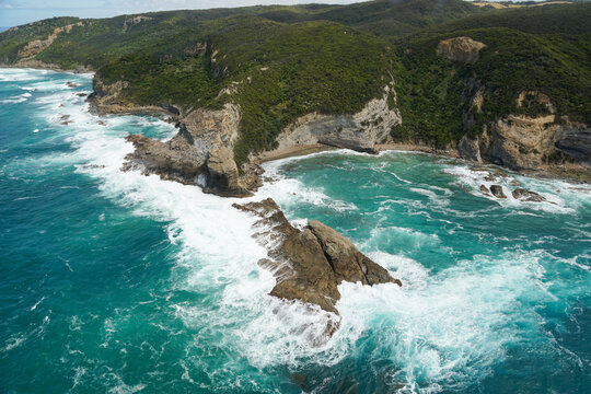 Aerial Cove and Rocky Point on Great Ocean Road