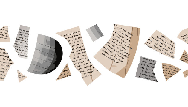 3D human head profile with scattered notes and brainstorming elements. Abstract creative thinking concept illustration with floating paper ideas an...