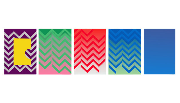 Abstract zigzag chevron patterns in vibrant colors. Modern geometric vector backgrounds for design and branding projects.