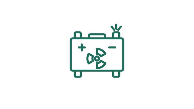 Animated Nuclear Battery Generator Icon with Radioactive Symbol