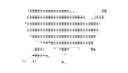 Obraz premium United States Dotted Map Vector with Halftone Dot Pattern, Geographic Country Outline, Border, National Territory Shape, North America Cartography Illustration for Atlas, Travel