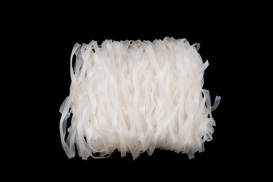 Green bean noodles isolated on black background. Glass noodles isolated