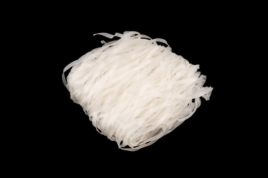 Green bean noodles isolated on black background. Glass noodles isolated