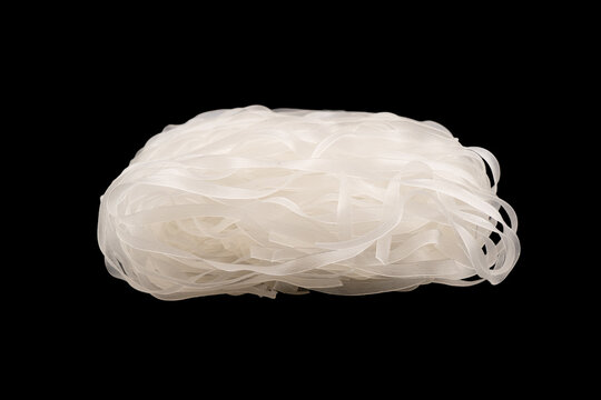 Green bean noodles isolated on black background. Glass noodles isolated