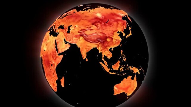Earth rotating with global warming heat map