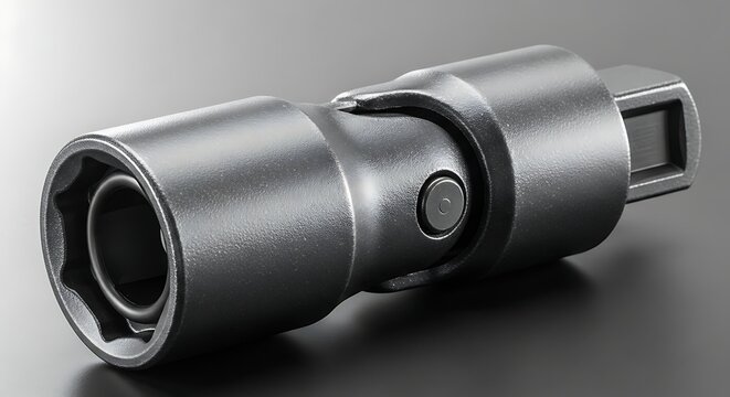 Professional steel universal joint socket adapter for mechanical repair work.