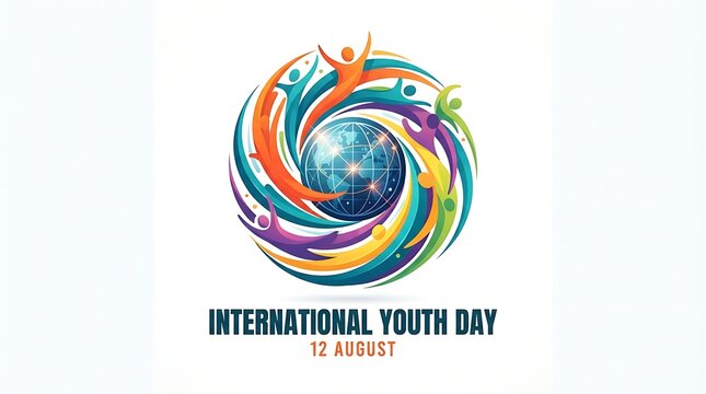 International youth day conceptual poster design with colorful human silhouettes