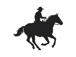 Fototapeta premium Silhouette of a Cowboy Riding a Horse in a Classic Wild West Style