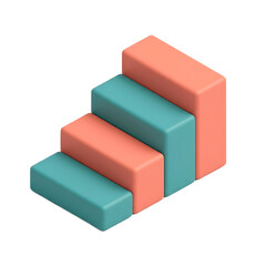 Fototapeta premium Abstract Three Dimensional Isometric Staircase Representation for Strategic Growth and Progress Visualization