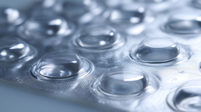Close up view of automated pharmaceutical blister packaging machine forming cavities