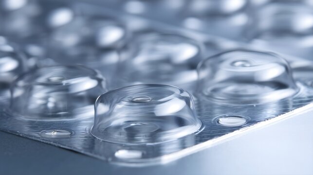 Close up view of automated pharmaceutical blister packaging machine forming cavities