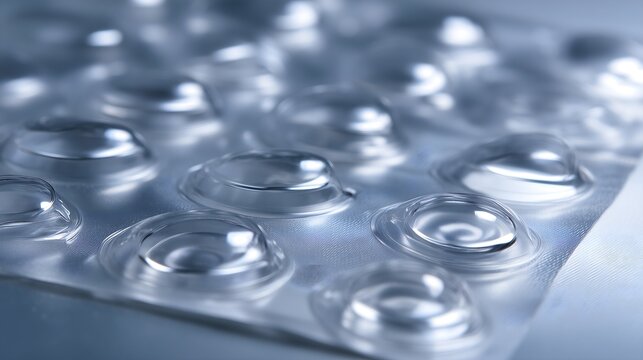 Close up view of automated pharmaceutical blister packaging machine forming cavities