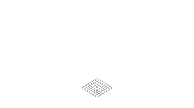 A small isometric grid platform floating in a vast white space.