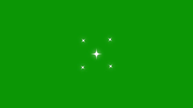 Twinkling star vector glowing star light effect doodle style on green screen chroma key background featuring twinkle sparkle stars animation for festive holiday event editing assets.