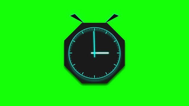 Futuristic Sci-Fi Neon Alarm Clock 12 Hour Timelapse and Shaking Alert Green Screen