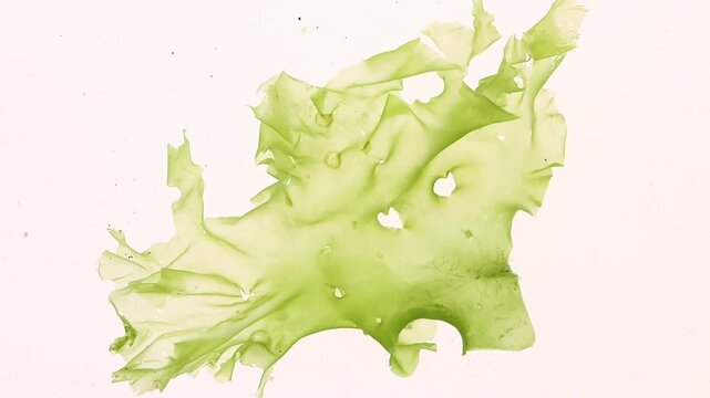 Ulva lactuca, also known as sea lettuce, gently swaying underwater. Edible green seaweed valued as a sustainable marine food, functional ingredient and future nutrition resource.