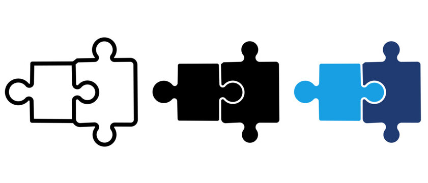 Business Collaboration and Strategic Partnership Icon Collection. Containing Puzzle Pieces, Solution Integration, Teamwork Alliance, and Compatibility Icons.