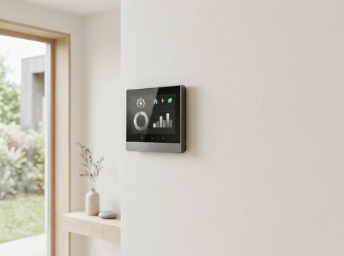 Modern Smart Home Energy Monitor on Interior Wall