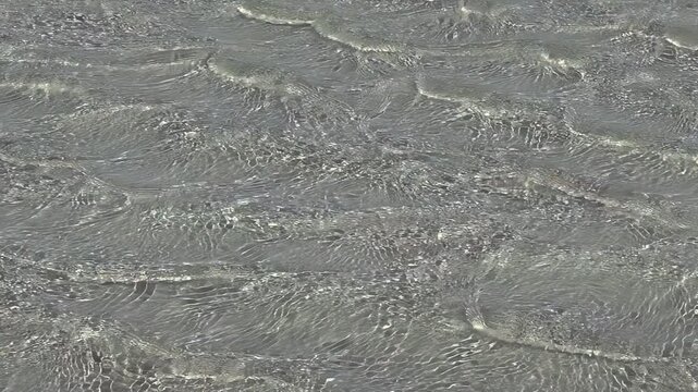 Water moving in the blue lagoon of Elafonisi beach with pink sand. Crete. Greece