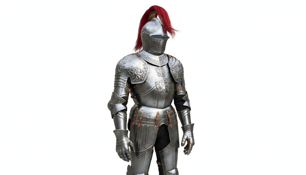 Medieval Knight Wearing Silver Armor.