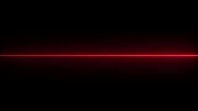 Straight red color  neon line animation glowing  video on black background 4k animation video