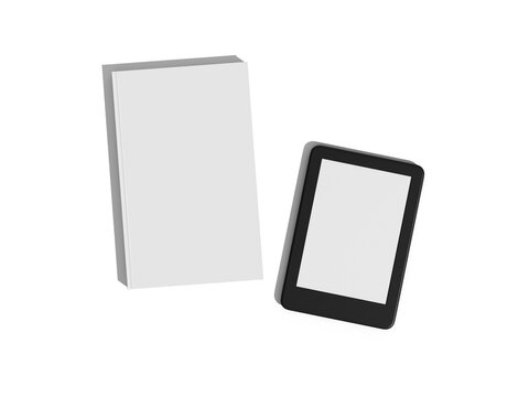 Blank book and e reader device mockup set