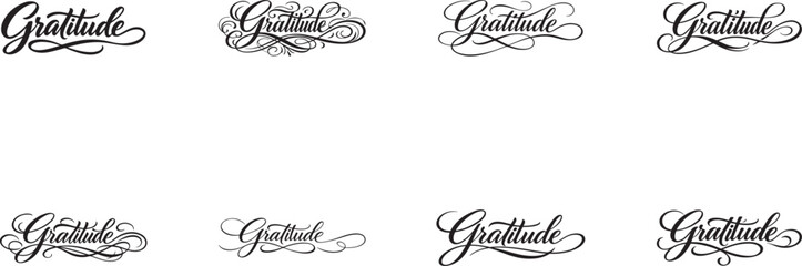 Gratitude custom calligraphy text in elegant handwritten style, editable vector typography for print. © mstsalha