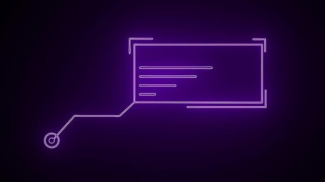 Neon purple digital callout lower third overlay with animated text box and ui pointer lower-third