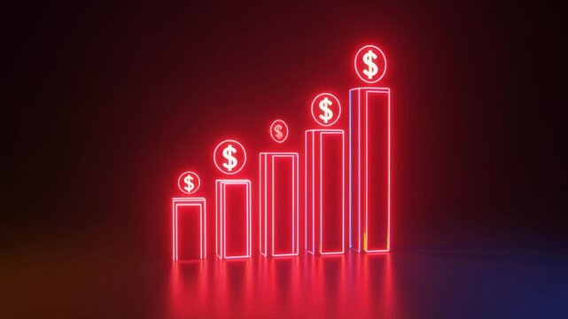 business graph on red background