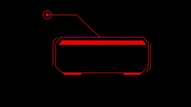 Red hud digital interface with target marker and data box for sci-fi ui heads-up display user interface