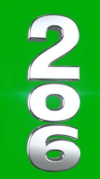3D silver number 206 on green background.