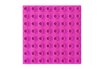 Top view Bright Pink Magenta Square lego duplo base plate toy block brick isolated on white © Ilen Studio