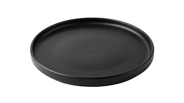 Ceramic Plate, Dining Dish, Minimalist matte black ceramic dining plate, isolated on transparent background
