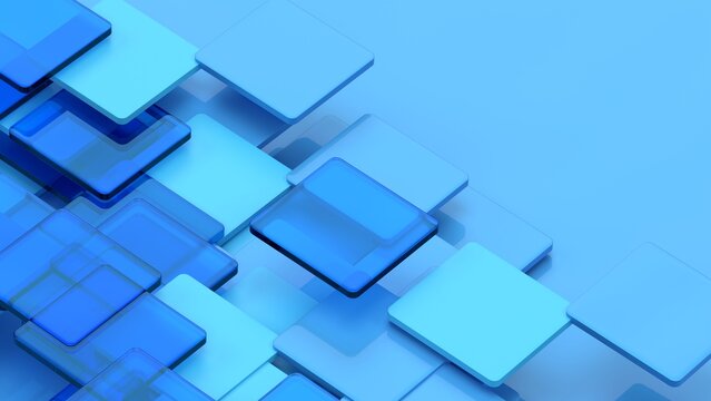 Abstract 3D Blue Isometric Floating Squares