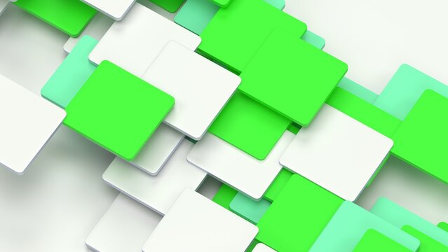 Abstract 3D Green and White Isometric Squares