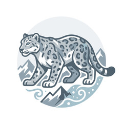 Snow leopard in mountain landscape. © Pely Vektor
