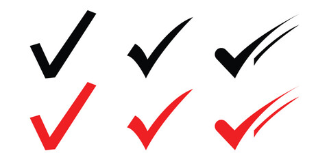 Premium Check Mark Icon Collection for Approval, Verification and Task Completion  red and black Vector Illustration EPS 10 © ZenithGlyph